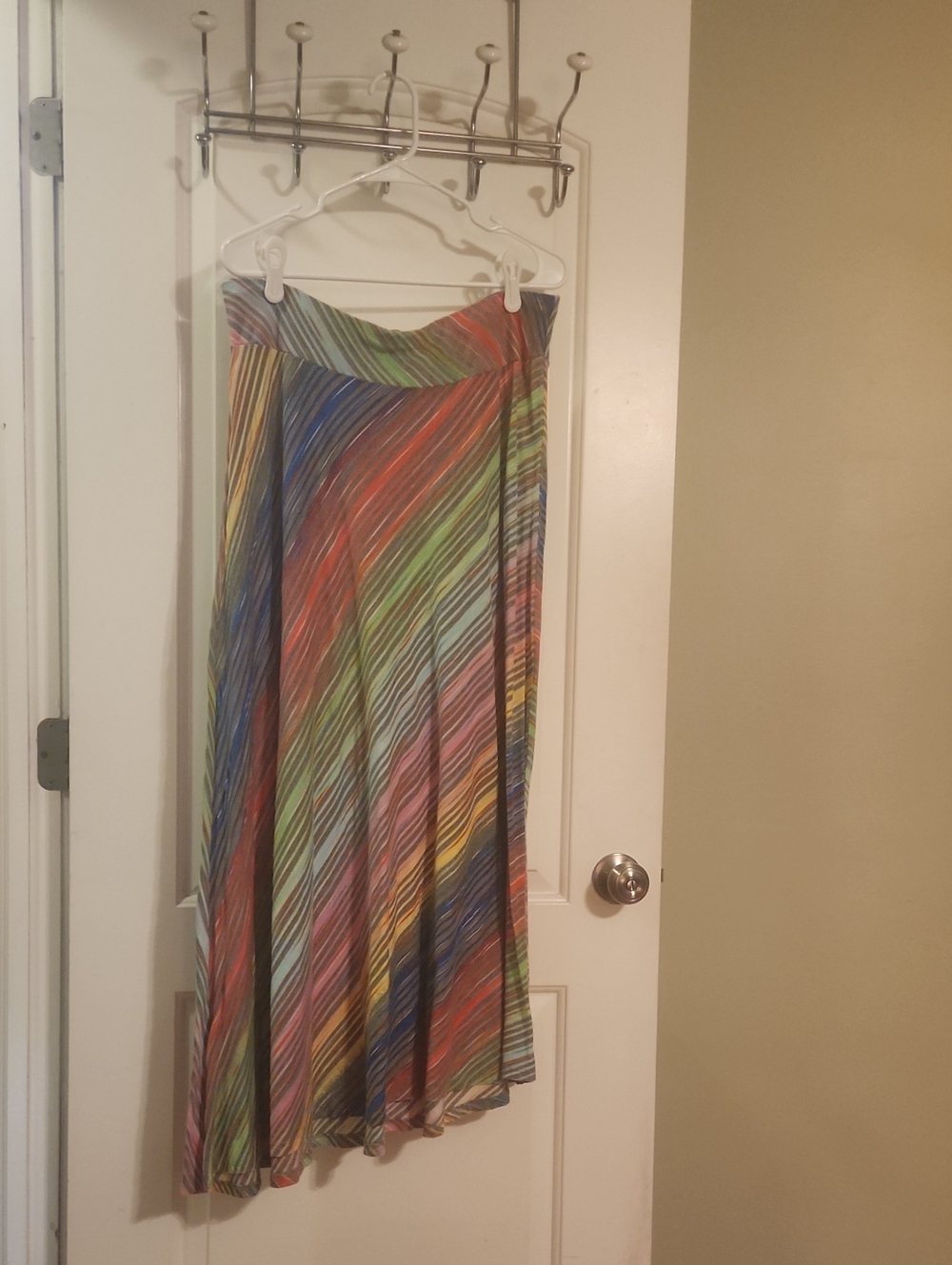 GNW Diagonal Multi-Stripe Maxi Skirt in Rainbow Hues